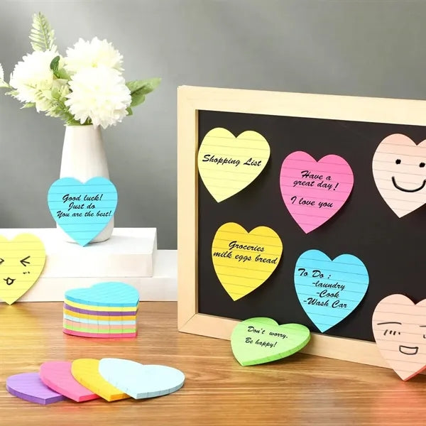 Custom Colorful Heart Shape Self-sticking Memo Notes Pad