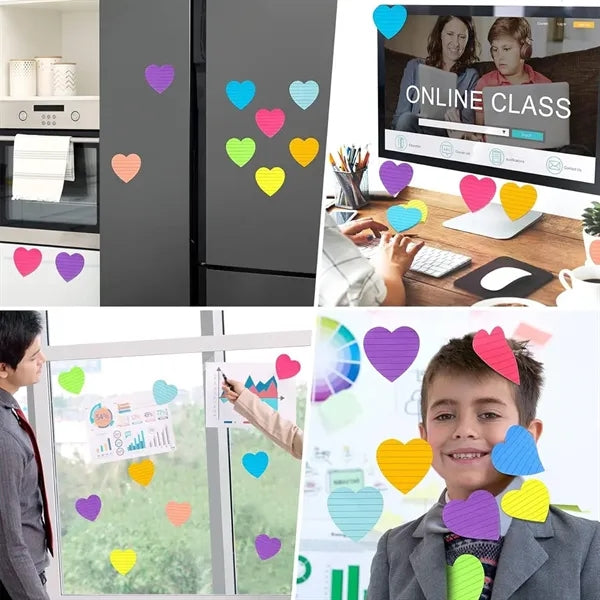 Custom Colorful Heart Shape Self-sticking Memo Notes Pad
