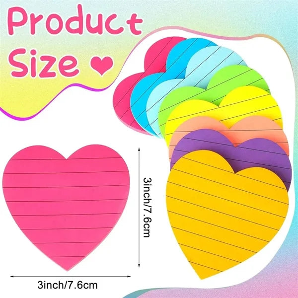 Custom Colorful Heart Shape Self-sticking Memo Notes Pad