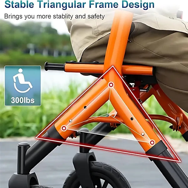 Folding Rollator Walker w/ Seat and Storage Bag