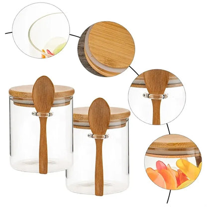 15oz. Glass Spice Jar with Bamboo Lid and Spoon