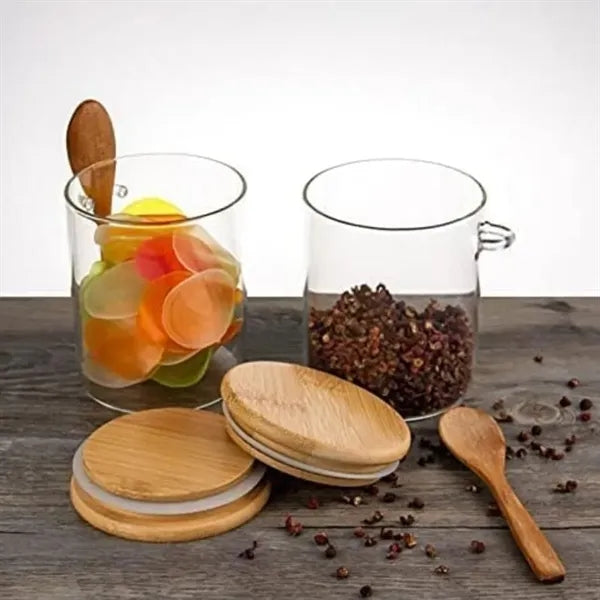 15oz. Glass Spice Jar with Bamboo Lid and Spoon