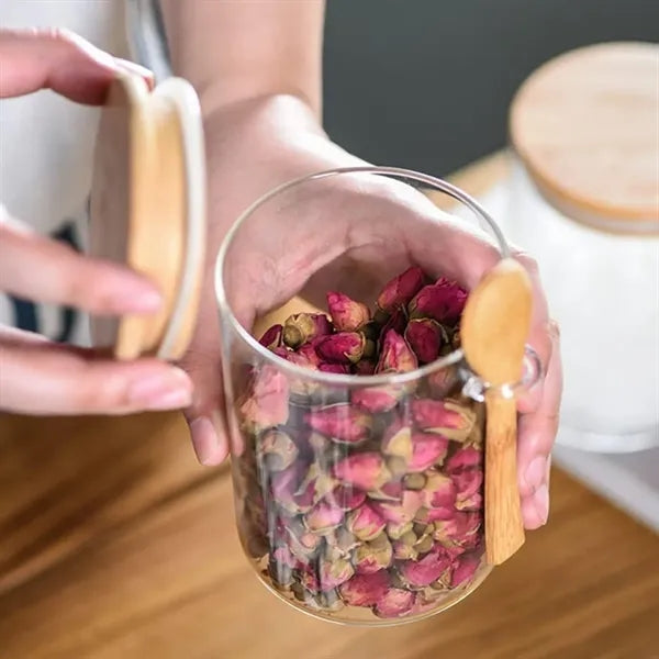 15oz. Glass Spice Jar with Bamboo Lid and Spoon