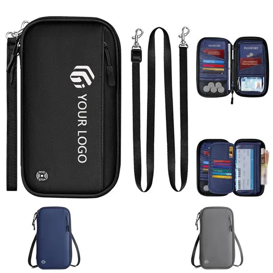 Passport holder wallet travel document organizer with RFID