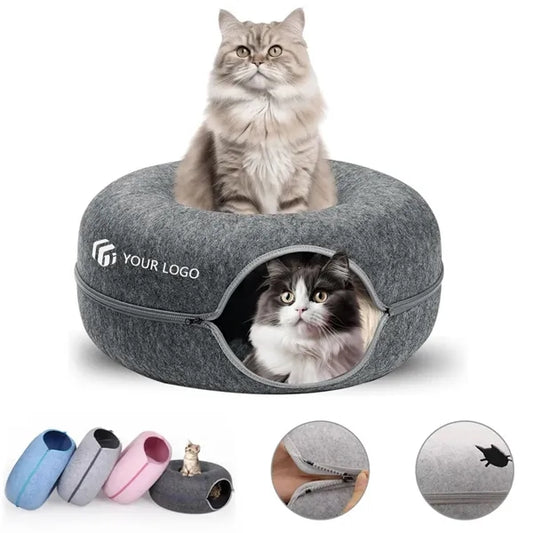 Indoor detachable versatile donut peekaboo cat cave bed