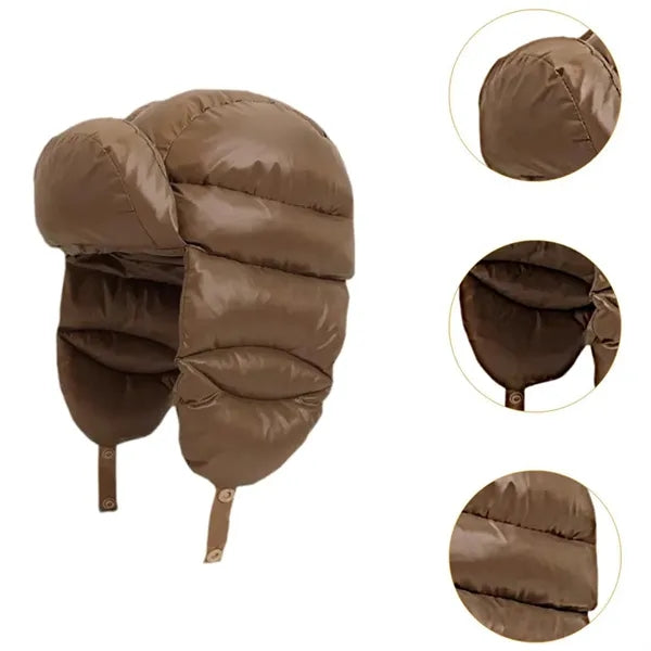 Winter Leather Trapper Hat with Ear Flaps