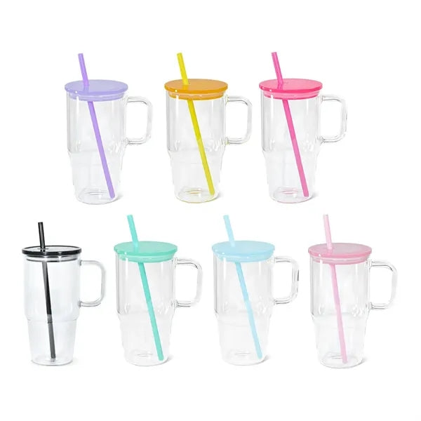 20oz. Double Wall Plastic Cup with Handle and Straw