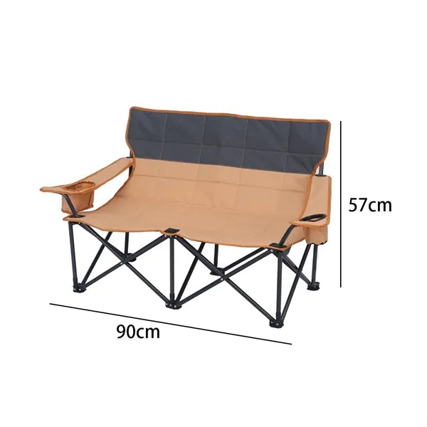 Double Folding Camping Chair with Armrest and Cup Holders