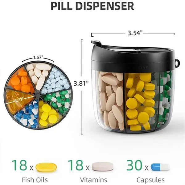Multi Compartment Travel Portable Pill Dispenser