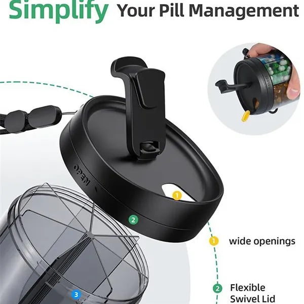 Multi Compartment Travel Portable Pill Dispenser
