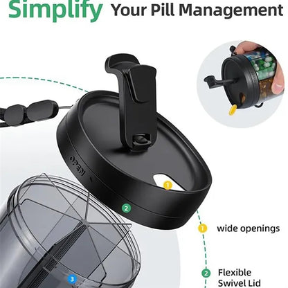 Multi Compartment Travel Portable Pill Dispenser