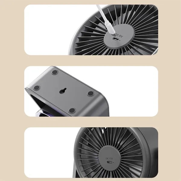 Mini Desktop Rechargeable Fan W/ Night Lights