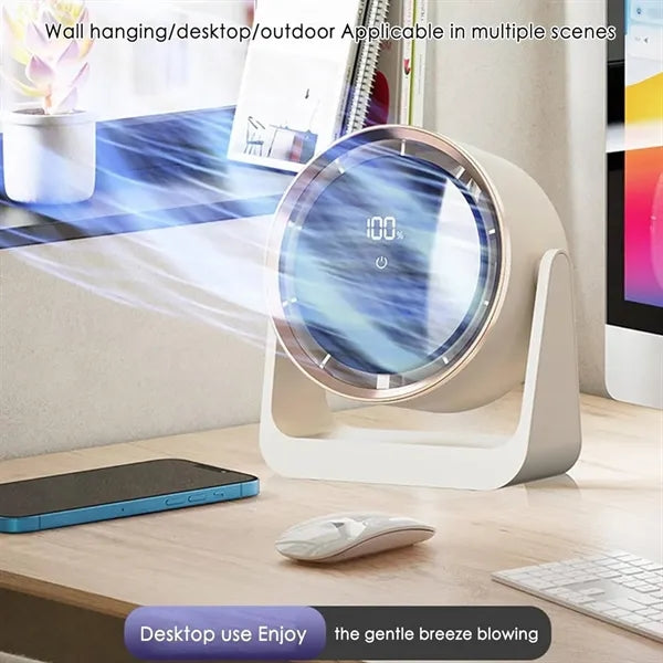 Mini Desktop Rechargeable Fan W/ Night Lights