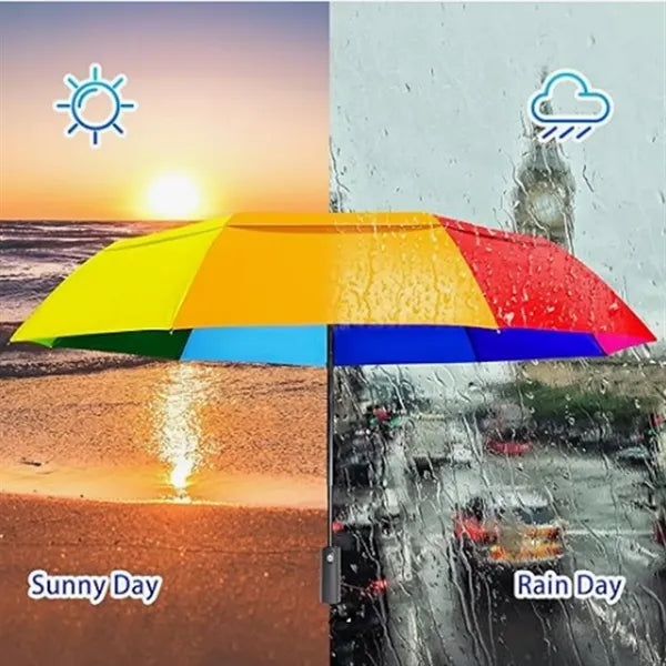 Portable Rainbow Folding Umbrella Compact Durable Travel