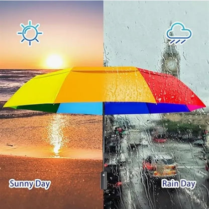 Portable Rainbow Folding Umbrella Compact Durable Travel