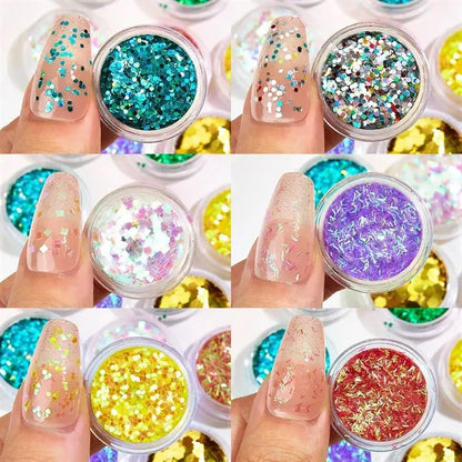 Nail Glitter Sequins Color Gradient DIY Powder