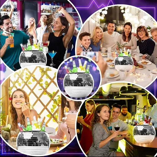 Large Mirror Ice Bucket, Laser Champagne Chiller