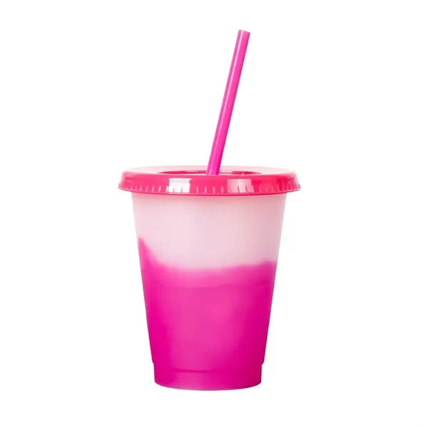 12oz Color Changing Plastic Straw Cup
