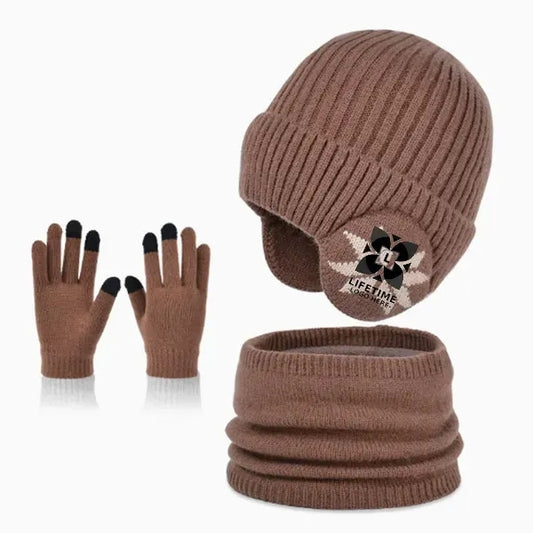 Knit Beanie and Fleece Scarf Set for Kids