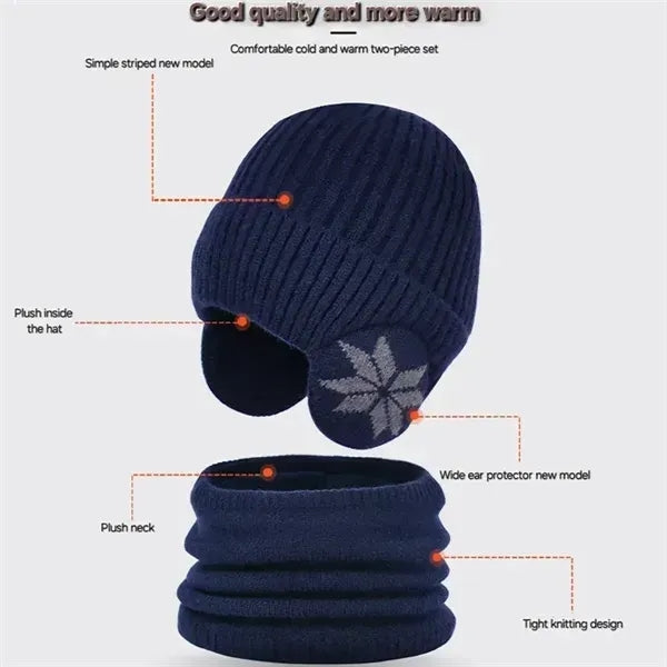 Knit Beanie and Fleece Scarf Set for Kids
