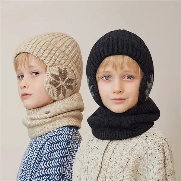 Knit Beanie and Fleece Scarf Set for Kids