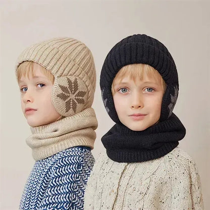 Knit Beanie and Fleece Scarf Set for Kids