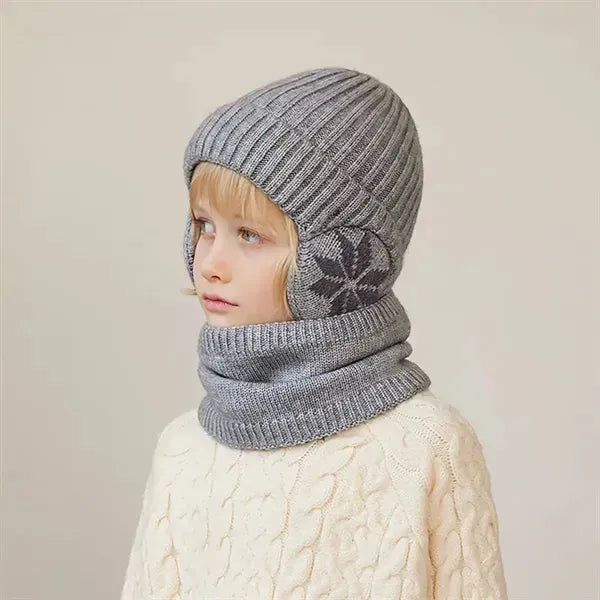 Knit Beanie and Fleece Scarf Set for Kids