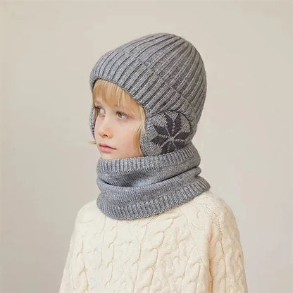 Knit Beanie and Fleece Scarf Set for Kids