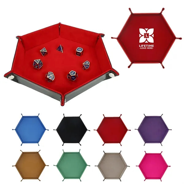 Hexagon PU Leather Dice Tray for Tabletop Gaming