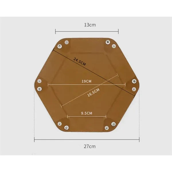 Hexagon PU Leather Dice Tray for Tabletop Gaming