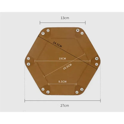 Hexagon PU Leather Dice Tray for Tabletop Gaming