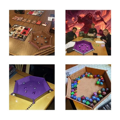 Hexagon PU Leather Dice Tray for Tabletop Gaming