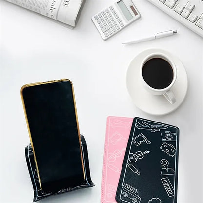 Foldable Adjustable Leather Phone Holder for Home & Travel