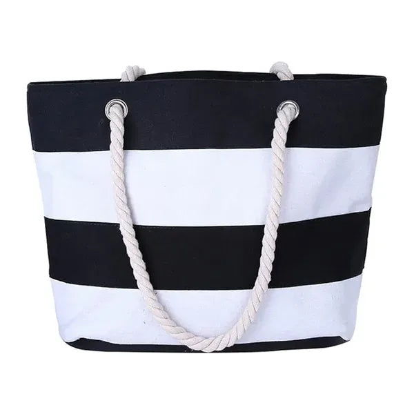 Canvas Tote Bag With Stripes