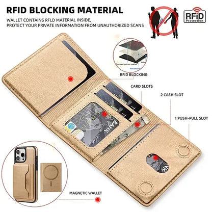 3-Fold Magnetic Phone Wallet Stand
