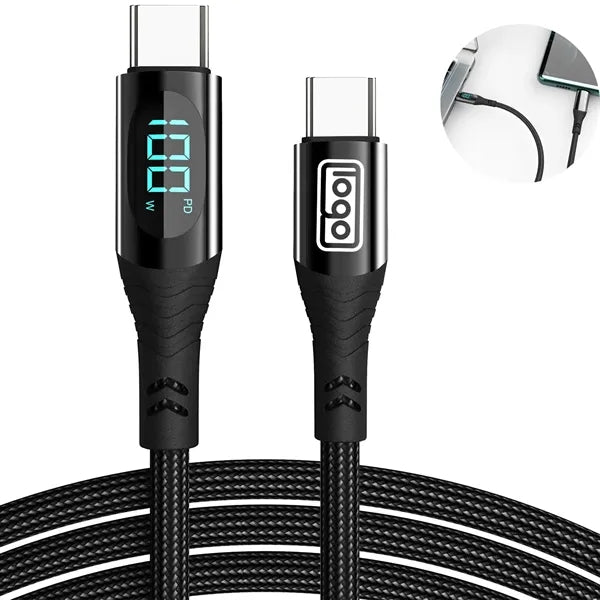 LED Display Fast Charging Cable W/ Nylon Braided