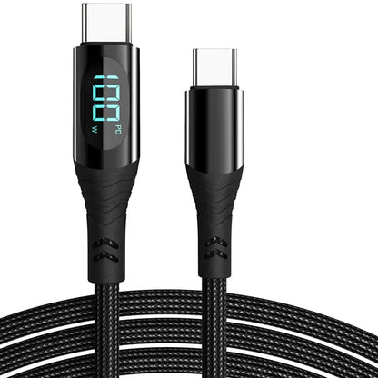LED Display Fast Charging Cable W/ Nylon Braided