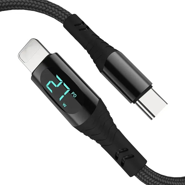 LED Display Fast Charging Cable W/ Nylon Braided
