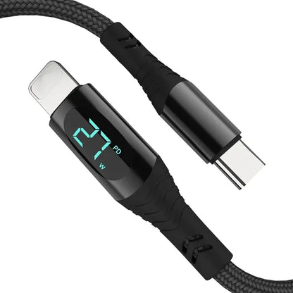 LED Display Fast Charging Cable W/ Nylon Braided