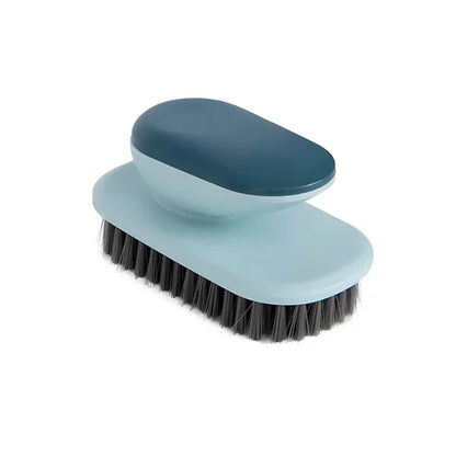 Multi-functional soft-bristled laundry brush w/ handle