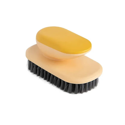 Multi-functional soft-bristled laundry brush w/ handle
