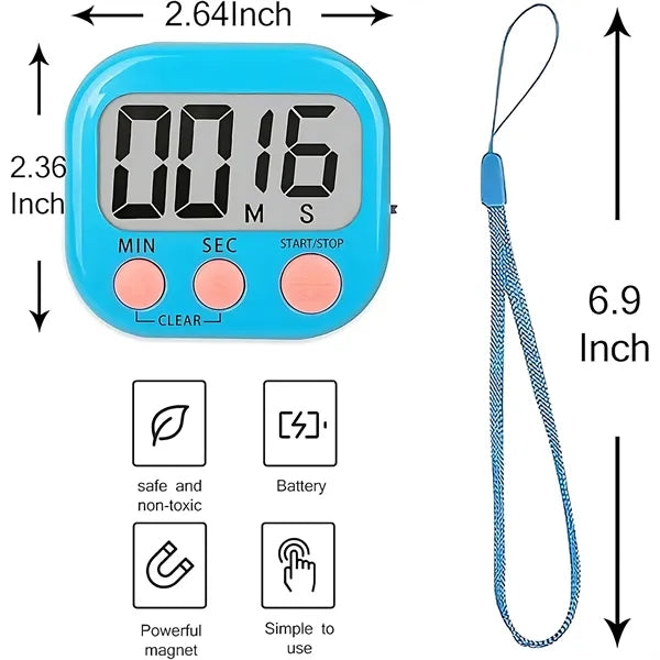 Digital Kitchen Timer - Large LCD & Loud Alarm