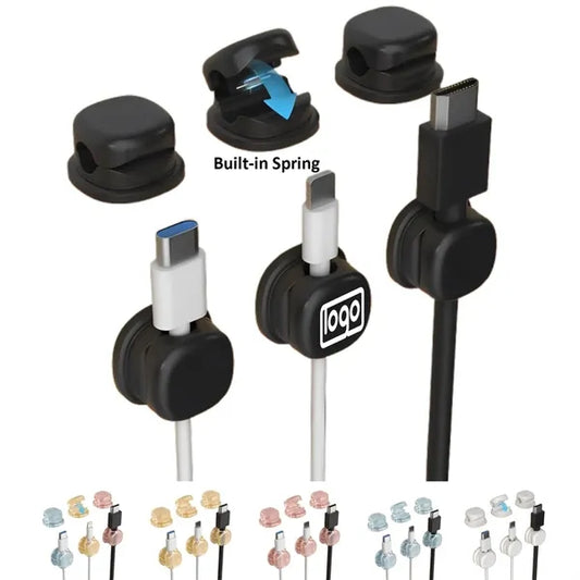 6PCS Spring-Loaded Silicone Cable Clips - Desk Organizer