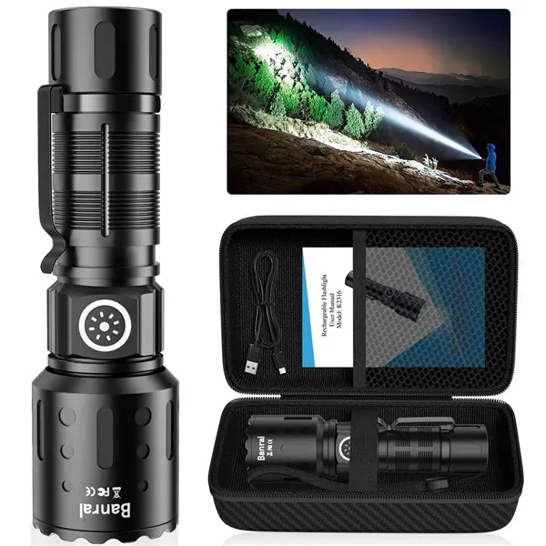 USB-C Rechargeable Flashlight - Waterproof & Zoomable