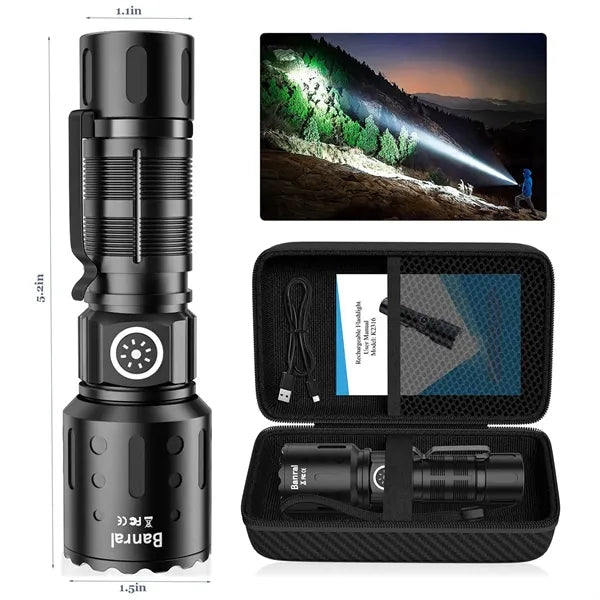 USB-C Rechargeable Flashlight - Waterproof & Zoomable