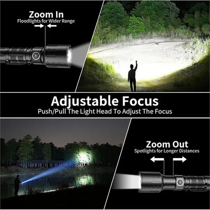 USB-C Rechargeable Flashlight - Waterproof & Zoomable
