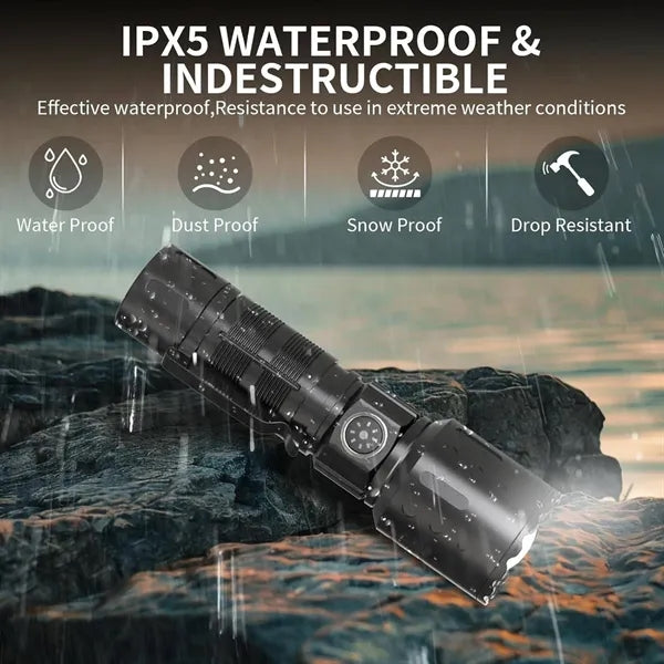 USB-C Rechargeable Flashlight - Waterproof & Zoomable