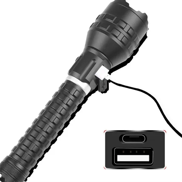 USB-C Rechargeable Flashlight - Zoom Beam & Power Alert