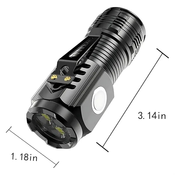 Three-Eyed Rechargeable LED Flashlight - Zoom & Magnetic