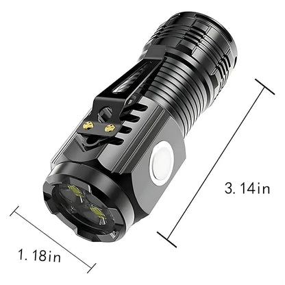 Three-Eyed Rechargeable LED Flashlight - Zoom & Magnetic
